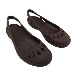 CROCS Women's Brown Malindi Mary Jane Flats Size 5 Cutouts
